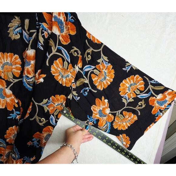 Patrons of Peace SzM Fall color Florals Open Front Kimono. Crinkled  fabric Boho - Picture 7 of 14